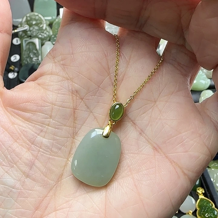 和田玉银S925镶嵌颈饰