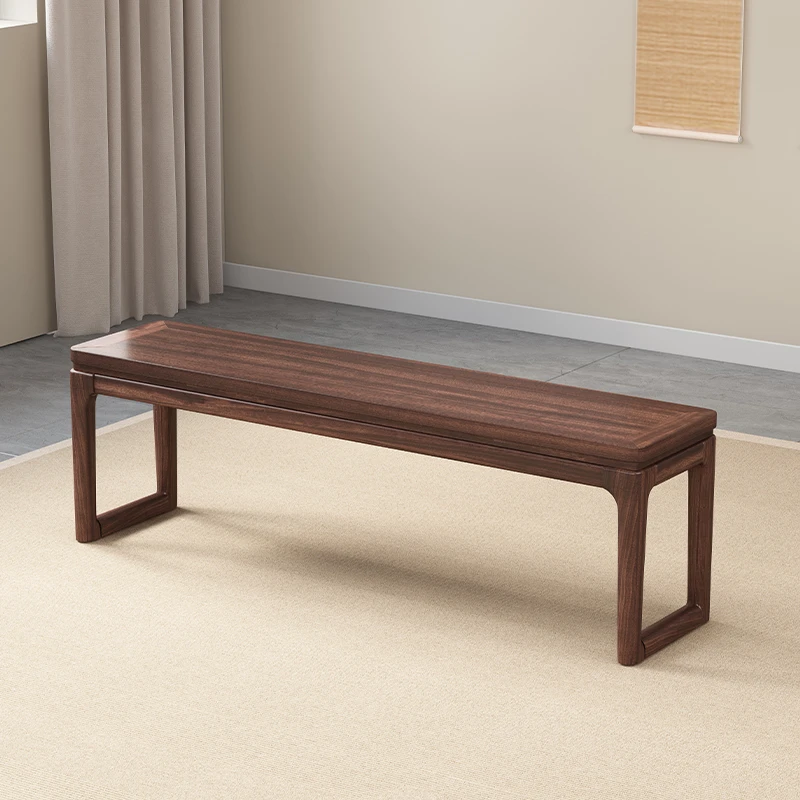 乌金木实木长条凳1.2米 1.4m茶桌椅子 新中式客厅家用禅意长凳