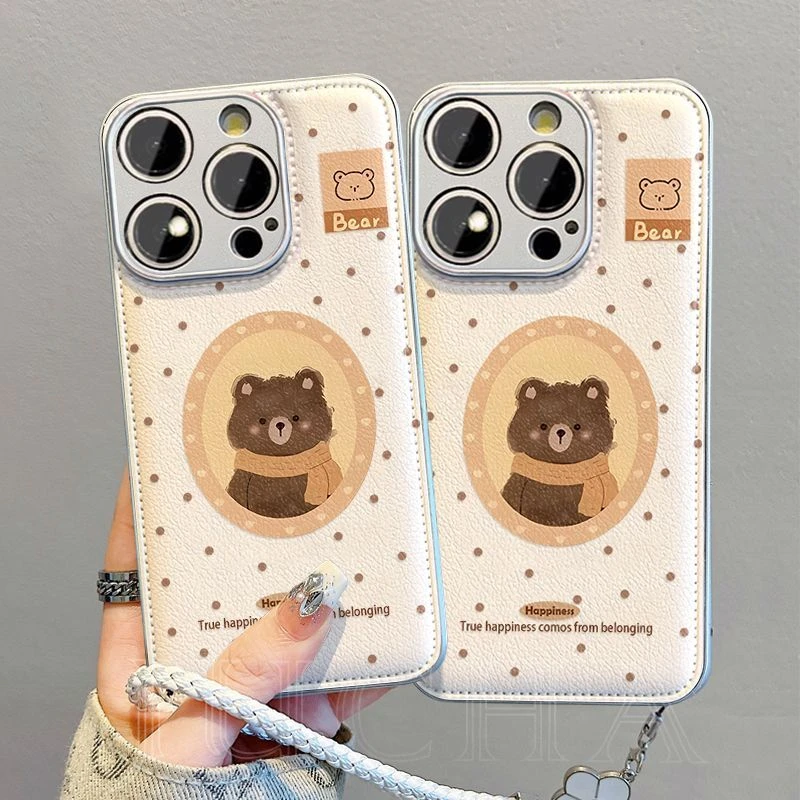 冬季围巾小熊适用苹果16pro手机壳新款华为mate70可爱荣耀200vivo