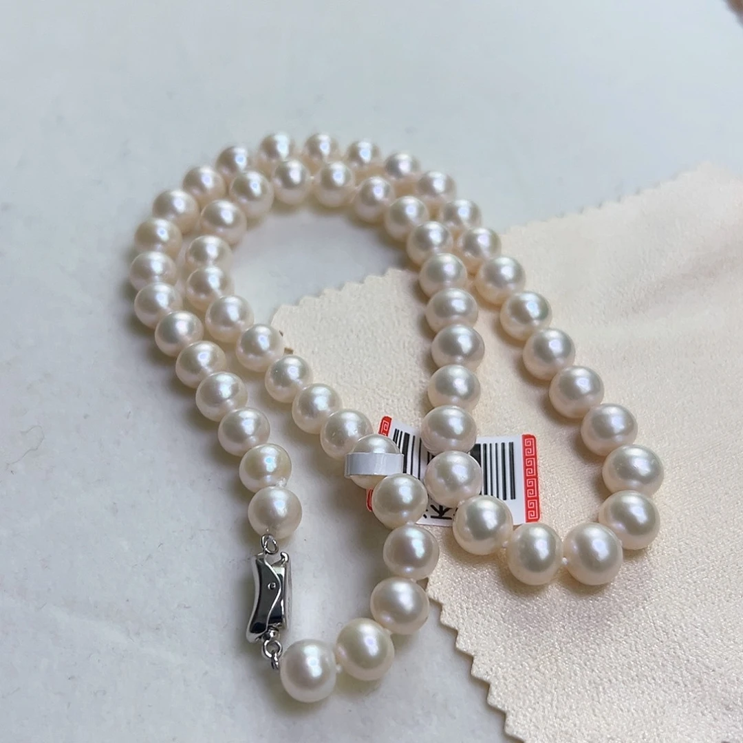 淡水珍珠银S925镶嵌颈饰8-9淡水珍珠