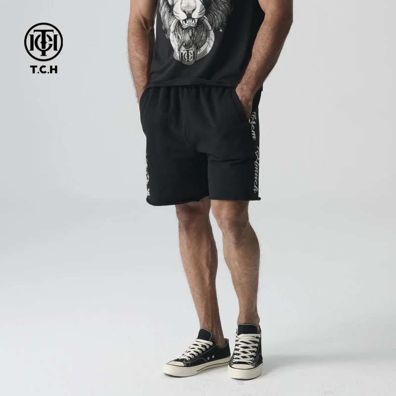 TCH 2025夏季新款轻奢烫钻时尚潮牌休闲短裤男女同款T72B216061