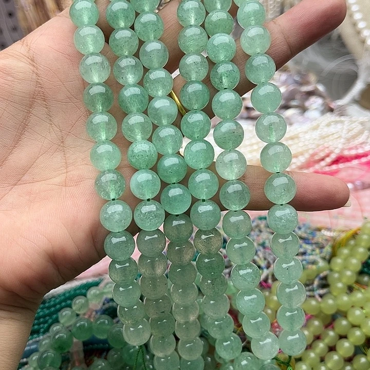 未镶嵌玛瑙/玉髓珠宝半成品一条10mm绿草莓