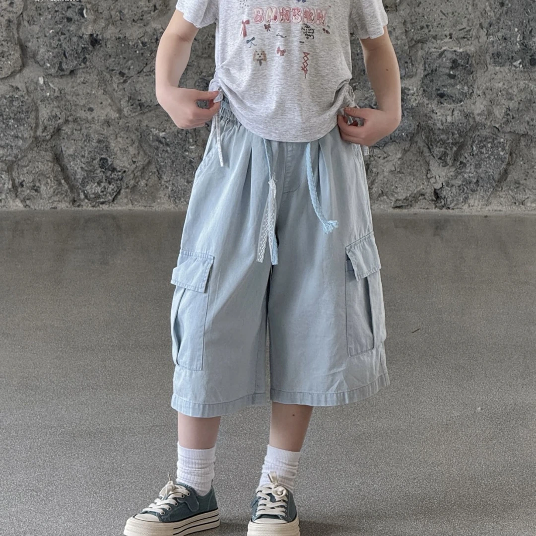 3099儿童工装大口袋七分裤