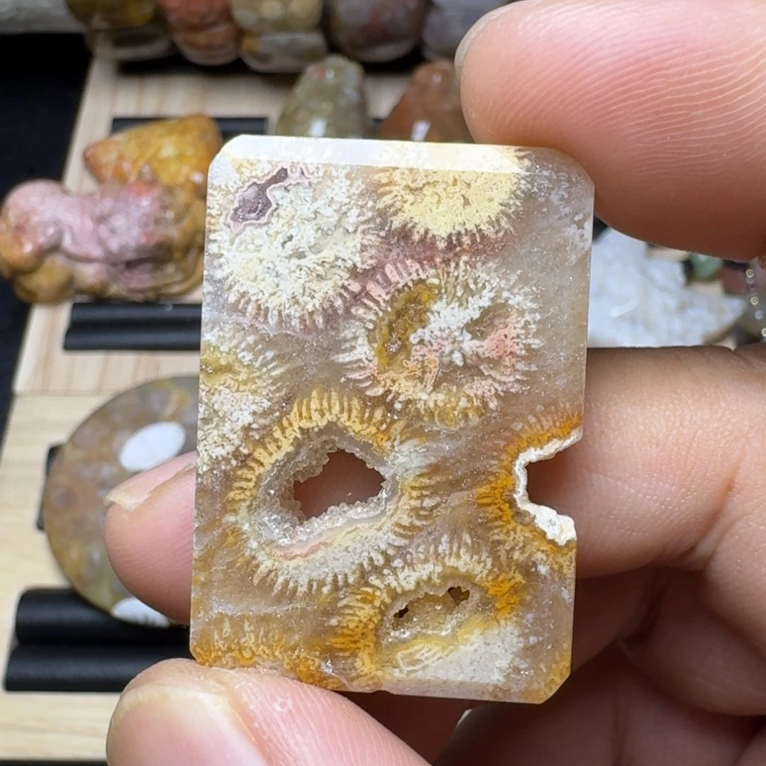 未镶嵌纯天然色有机玉石保真色硅化玉