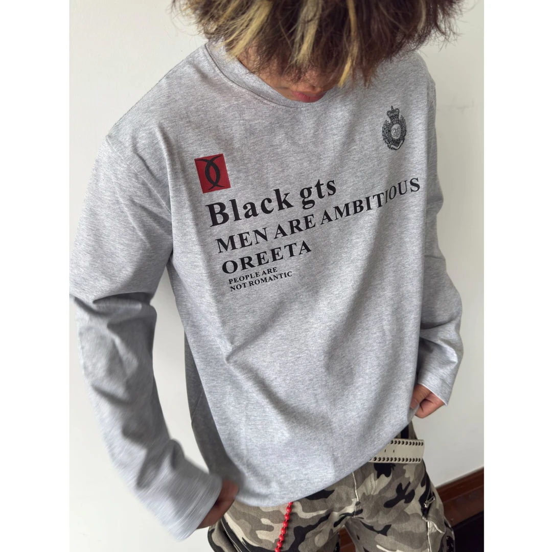 Lightinus【25ss】300g重磅美式字母短宽长袖T恤男春秋内搭打底衫