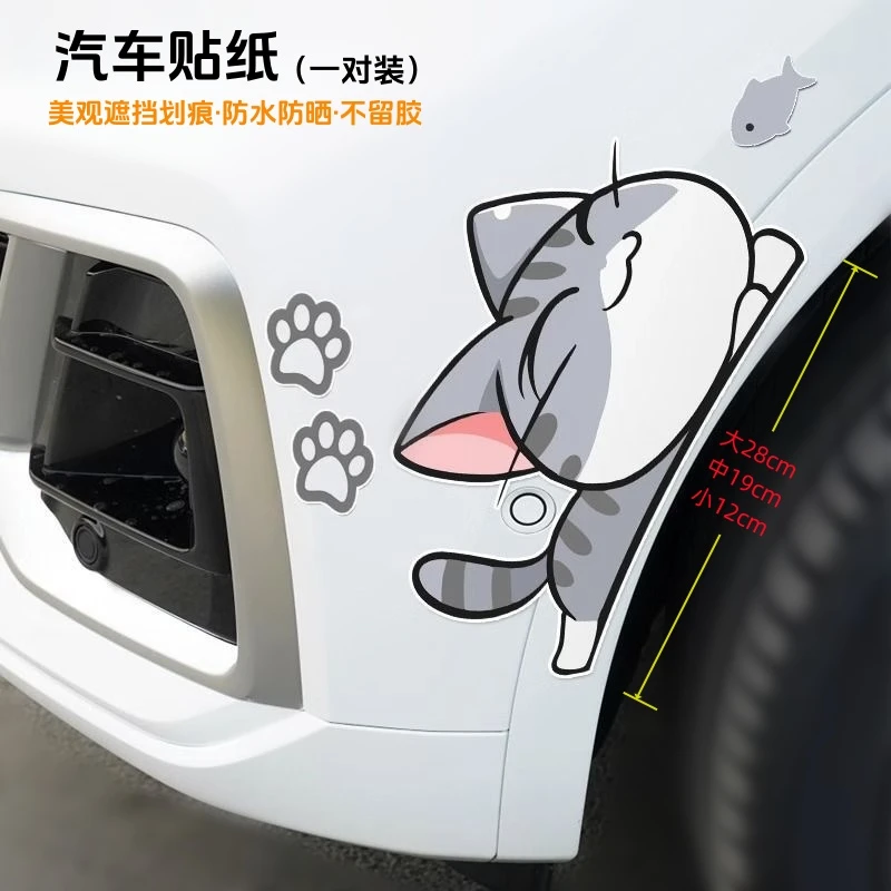 汽车【装饰贴】轮眉前后保险杠划痕遮挡尾头盖猫咪大小号自粘无痕雷