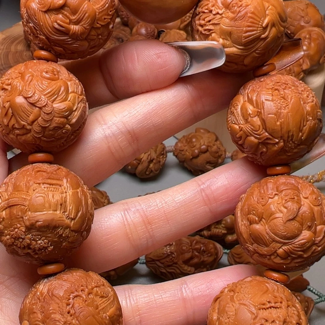 橄榄核手串/手链2.4正圆满工风景群仙