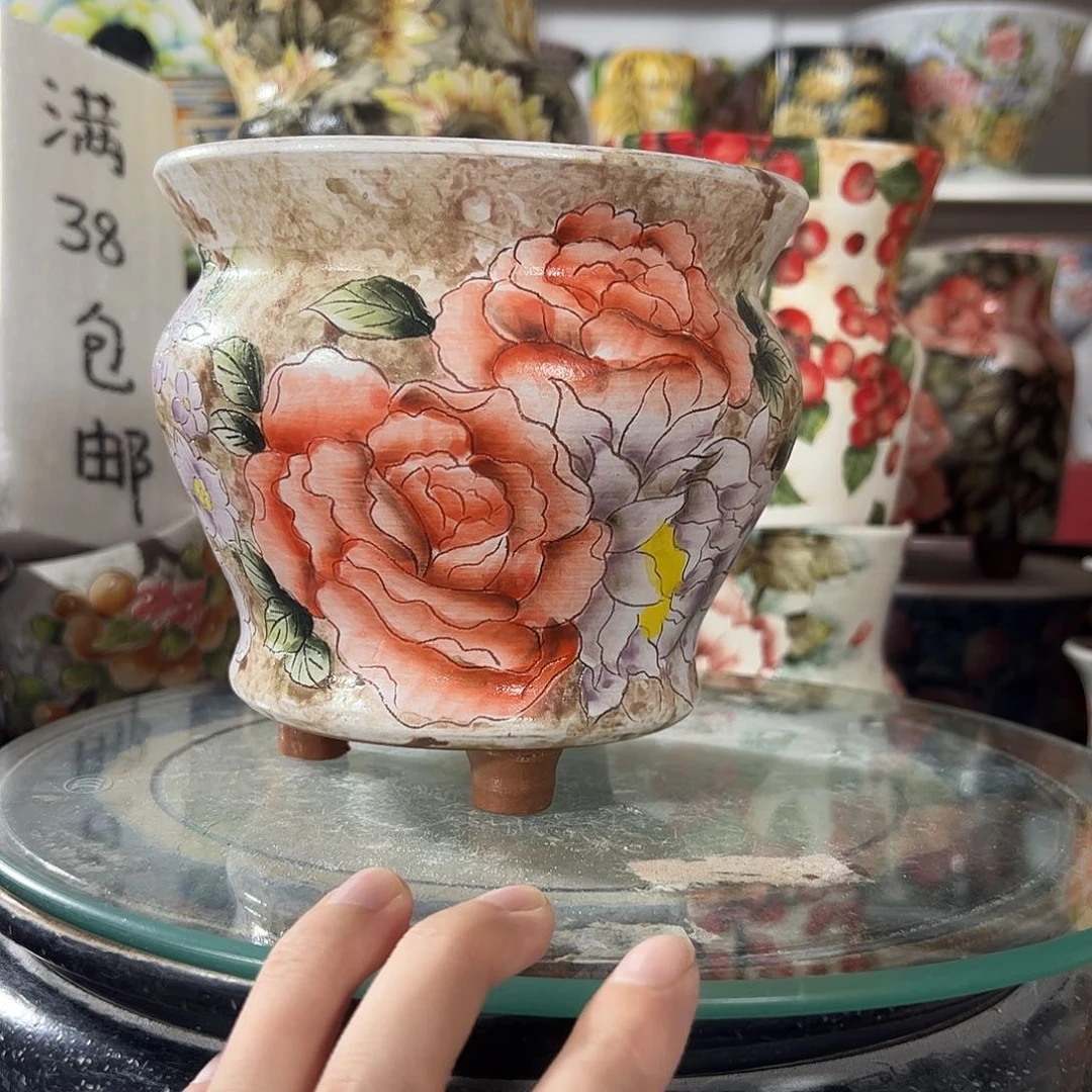 景德镇手绘花盆幸运花盆