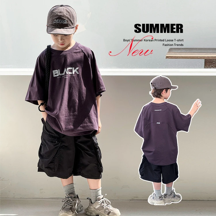 男童夏装套装帅气儿童短袖工装短裤2025新款中大童网红炸街衣服潮