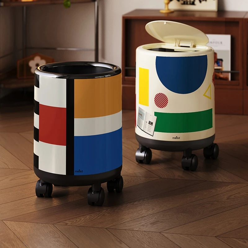 可移动垃圾桶家用2025新款客厅卧室大容量带盖按压式卫生桶
