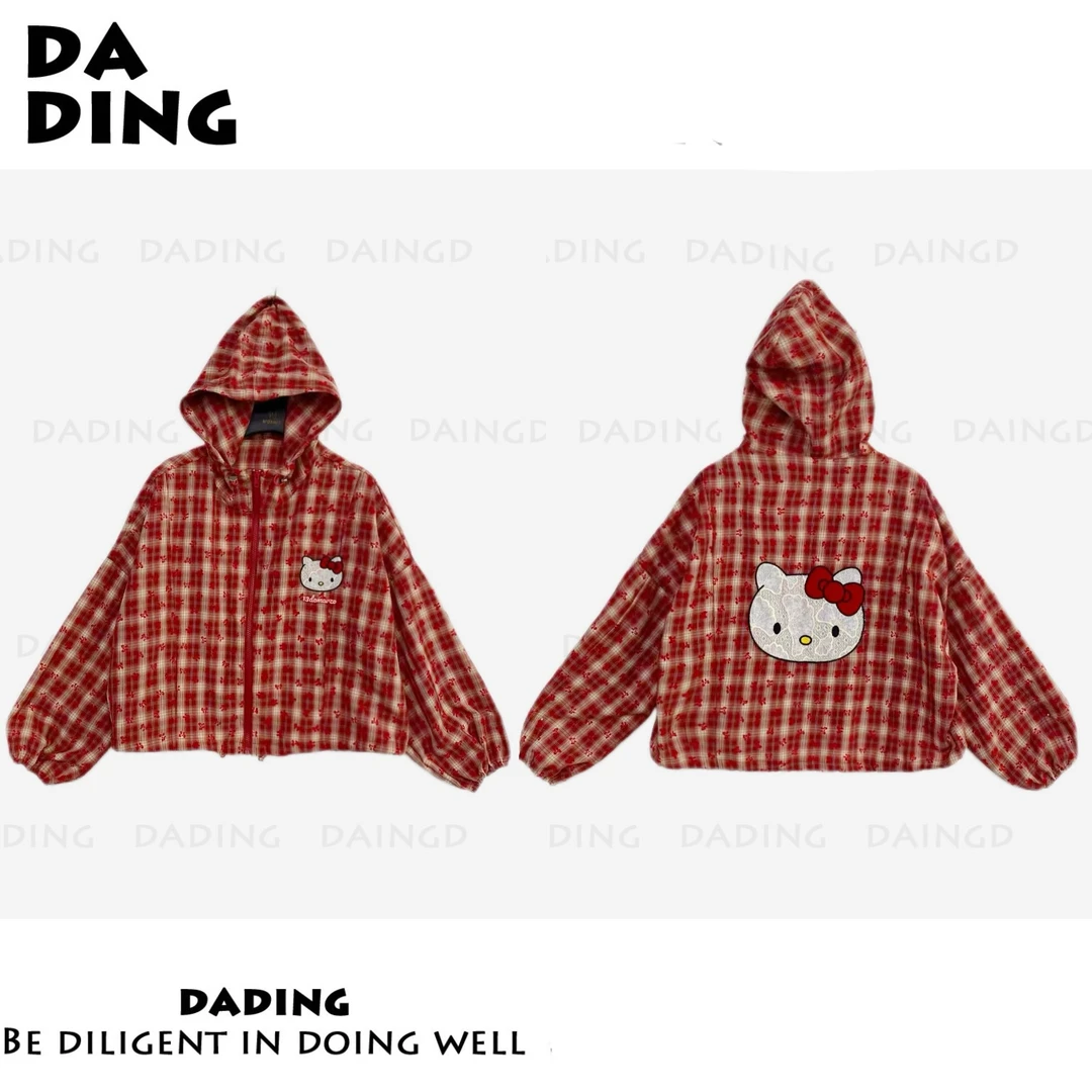 现货 DADING 秋季新款时尚凯蒂连帽ab面刺绣衬衫外套 211669