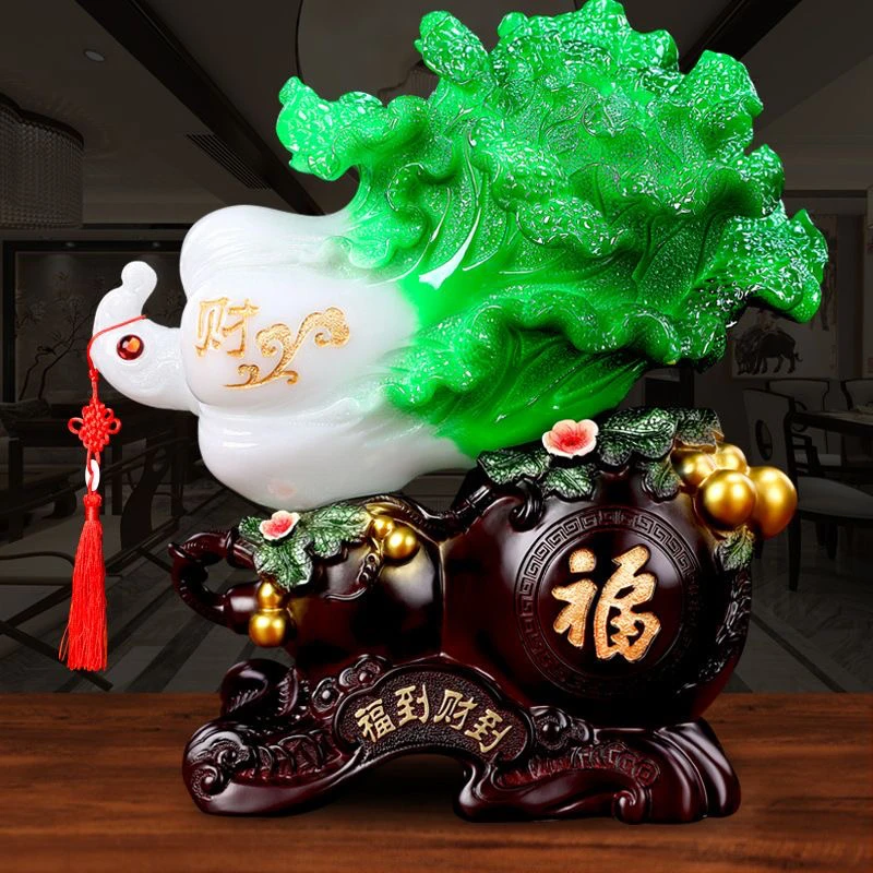 开业乔迁礼物福到才到白菜客厅酒柜玄关酒柜装饰品摆件高端老人