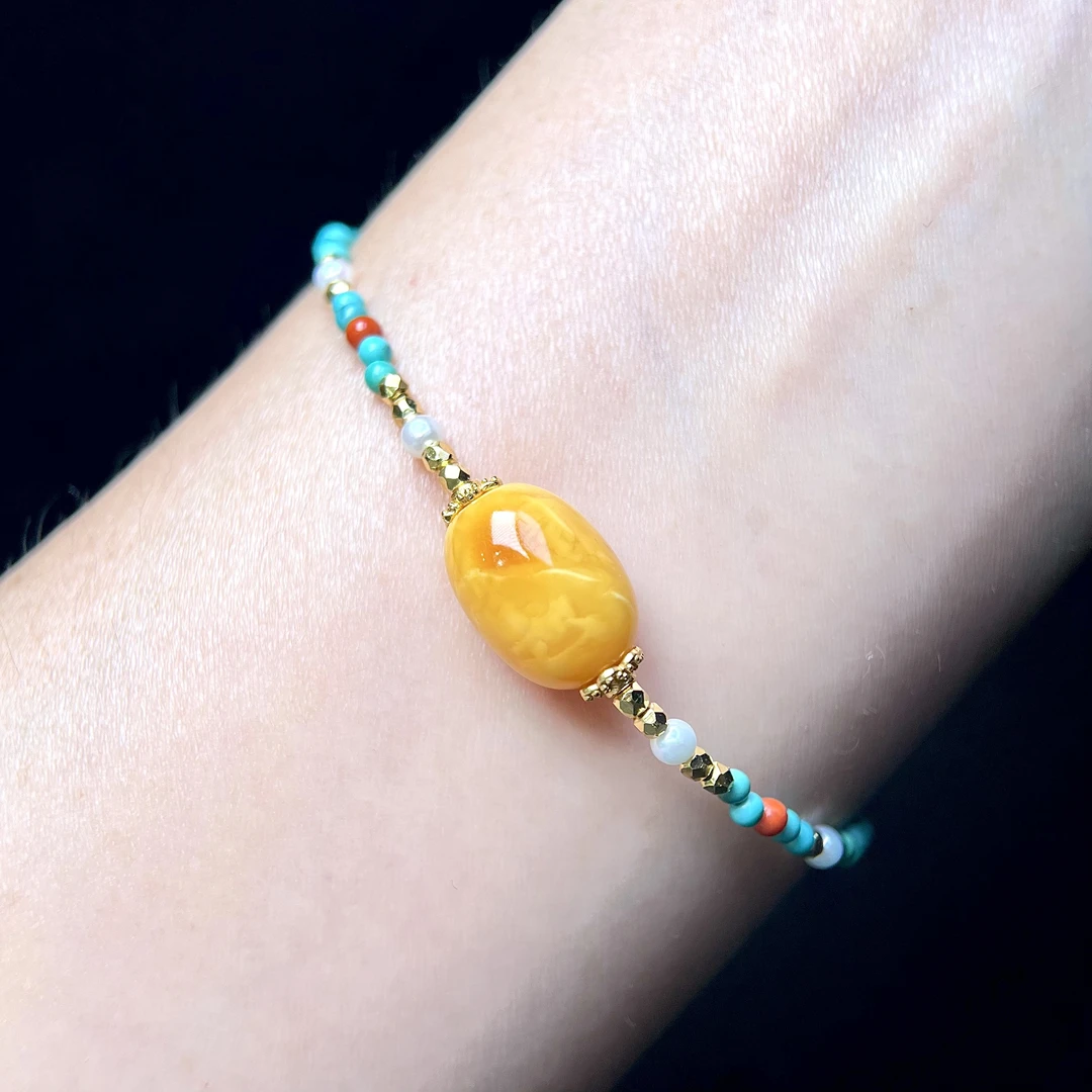 回流枣珠绿松手串  FX-6664