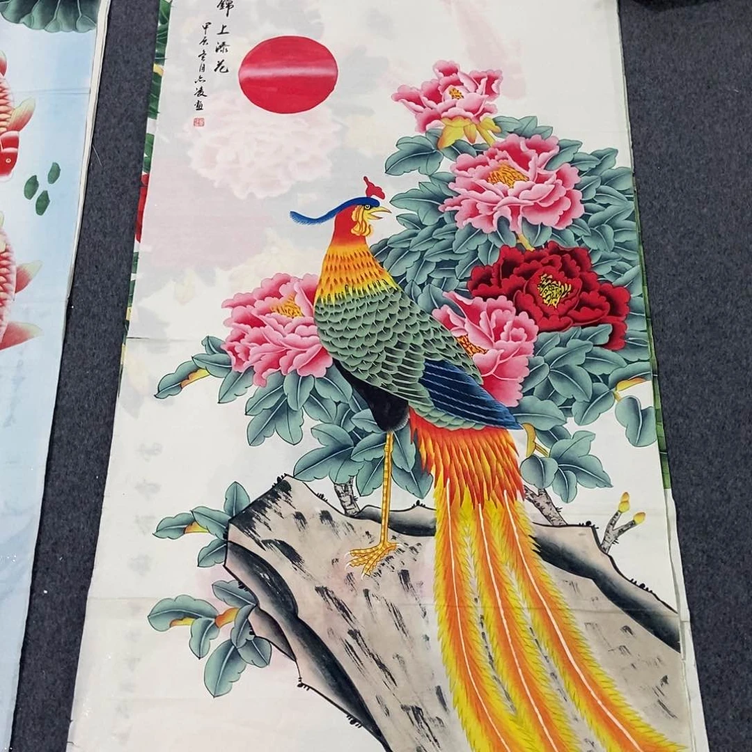国画四尺工笔花鸟一副