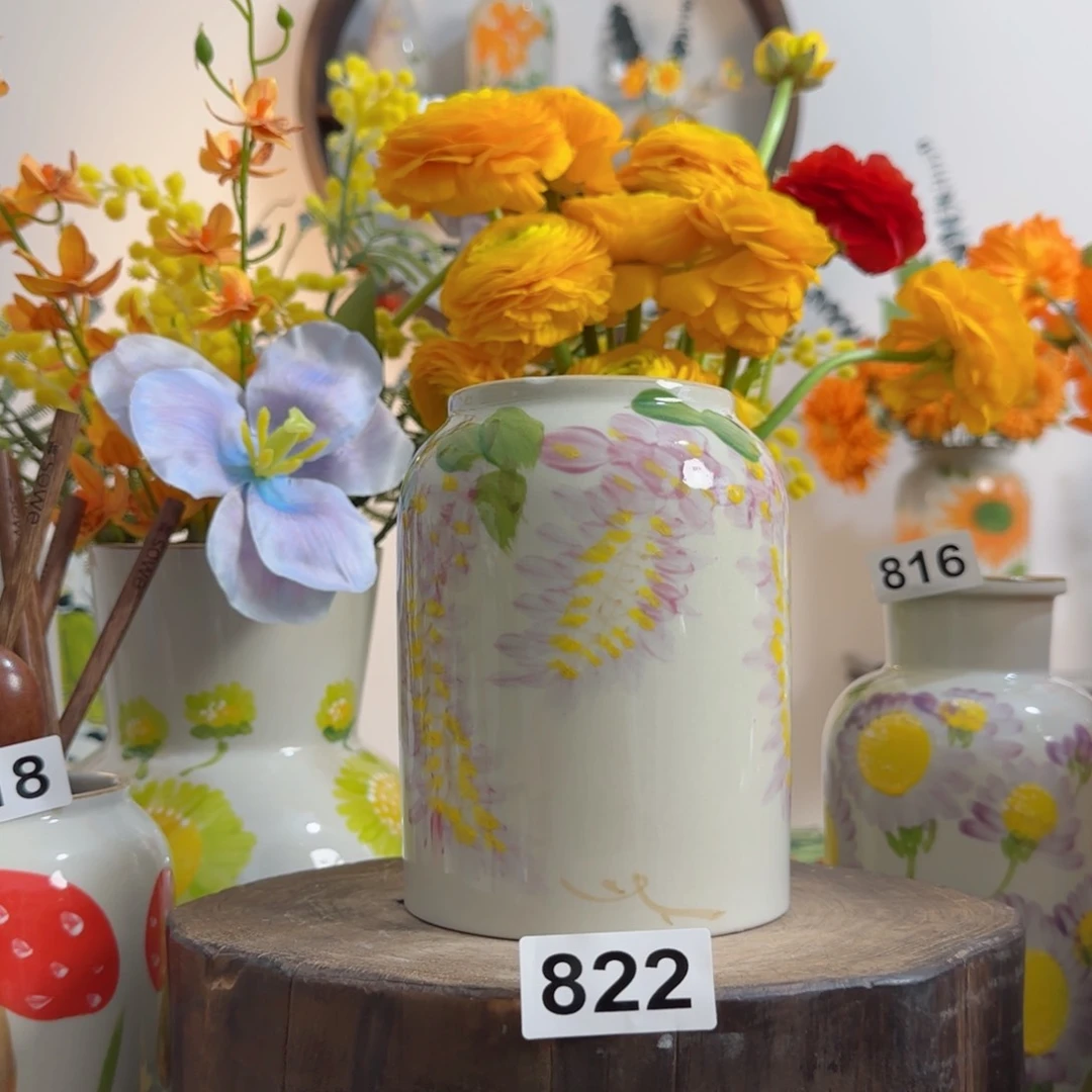 摆件景德镇陶瓷手绘小花瓶摆件无孔