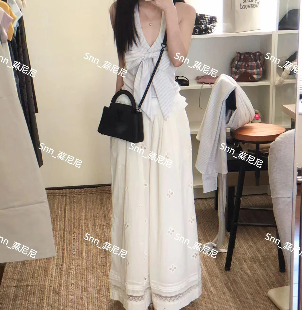 简约日常通勤度假镂空蕾丝拼接飘飘显瘦百搭时尚休闲裤31620
