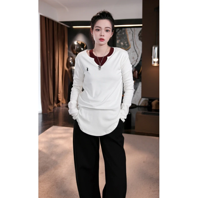 BANINGNA/芭宁纳2024秋季欧货简约设计休闲长袖T恤6663