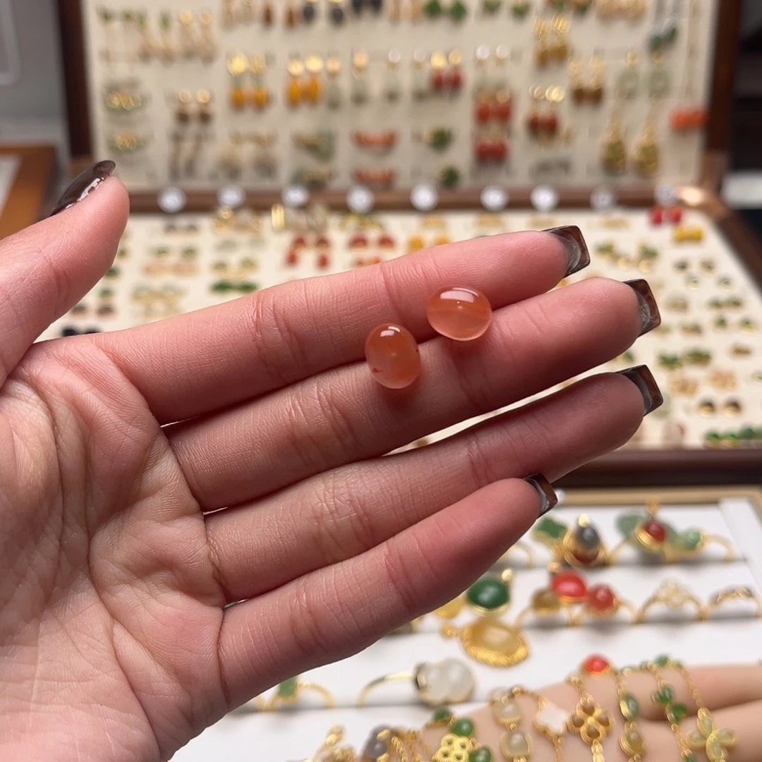 和田玉银S925镀金镶嵌耳坠