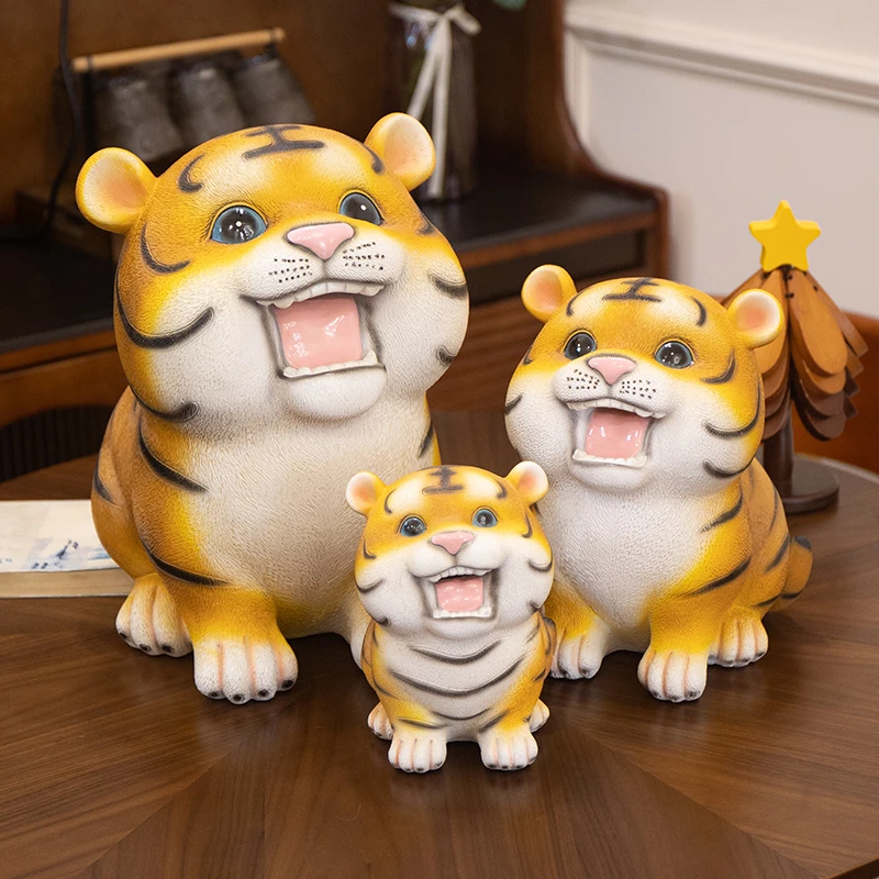 生肖虎存钱罐家居客厅电视柜摆件大号只进不出儿童储钱罐生日礼物