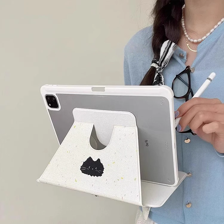 涂鸦小猫适用苹果iPadA16平板保护套360旋转2025款iPad笔槽iPad10