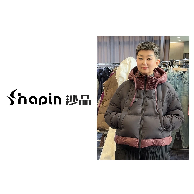 反季清仓拼接短款撞色连帽羽绒服百搭上衣女JH877