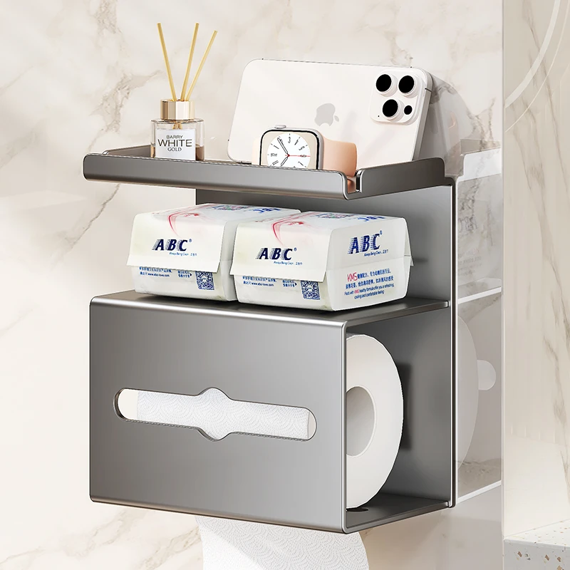 卫生间厕纸盒壁挂式卷纸挂架厕所抽纸盒洗手间免打孔纸巾架