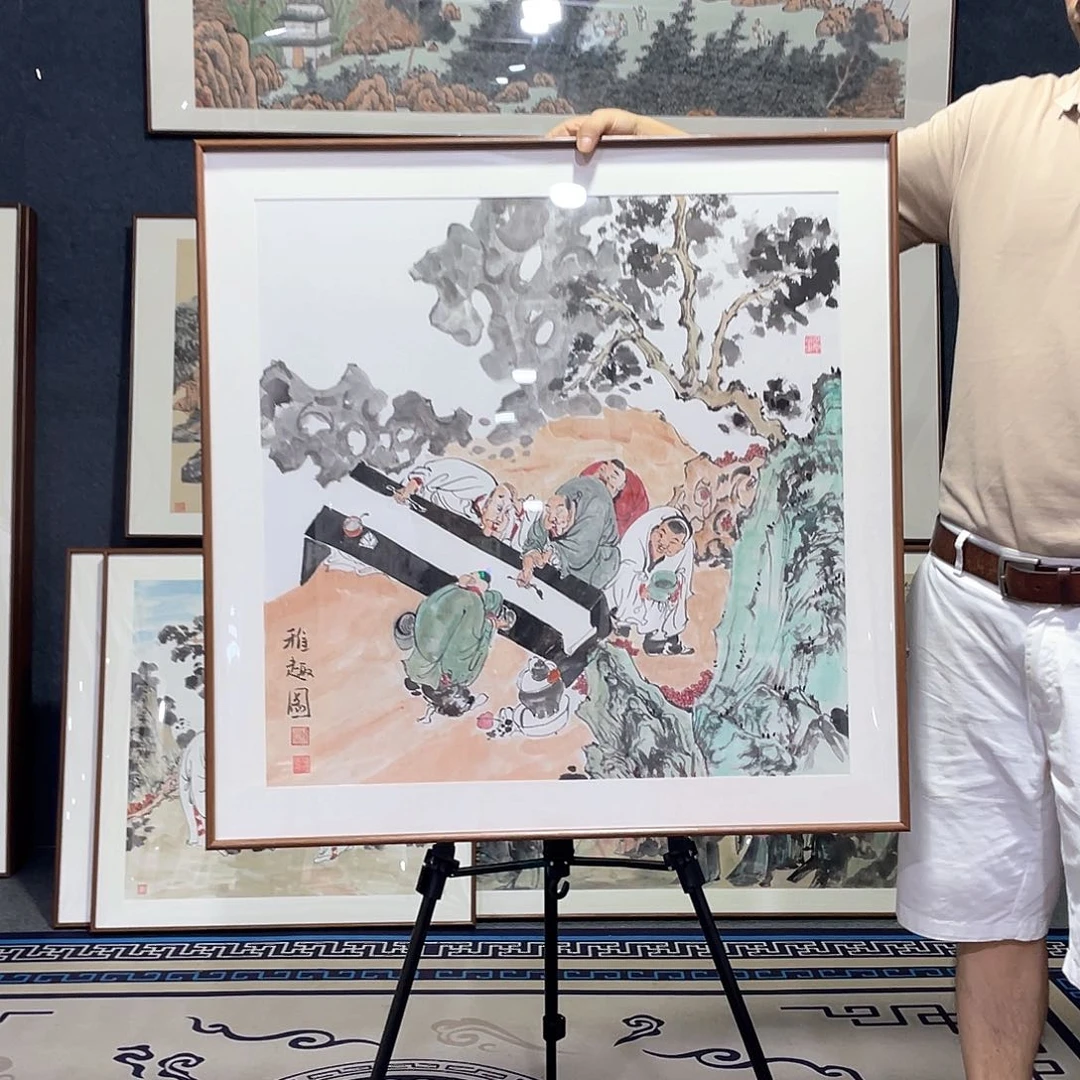 国画手绘画作品带框80/80