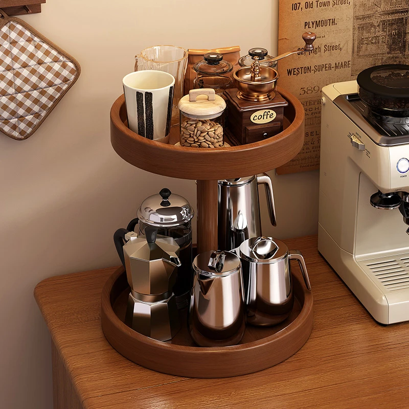 杯架子置物架茶具收纳茶杯架桌面水杯咖啡杯家用可旋转双层收纳架