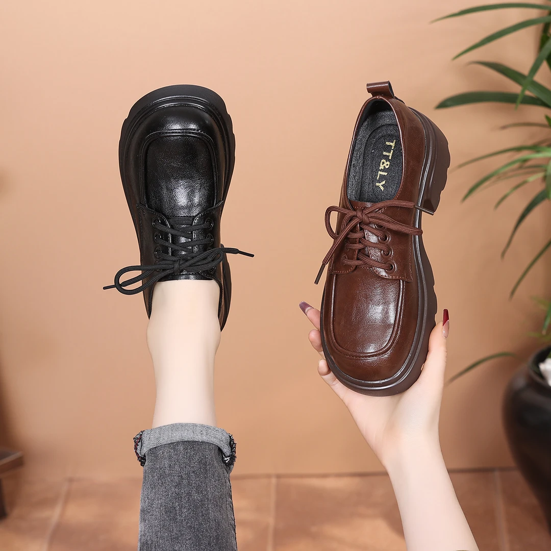 【Ciafoce纤芙森】2511/英伦风舒适春季乐福鞋春秋圆头复古皮鞋单鞋