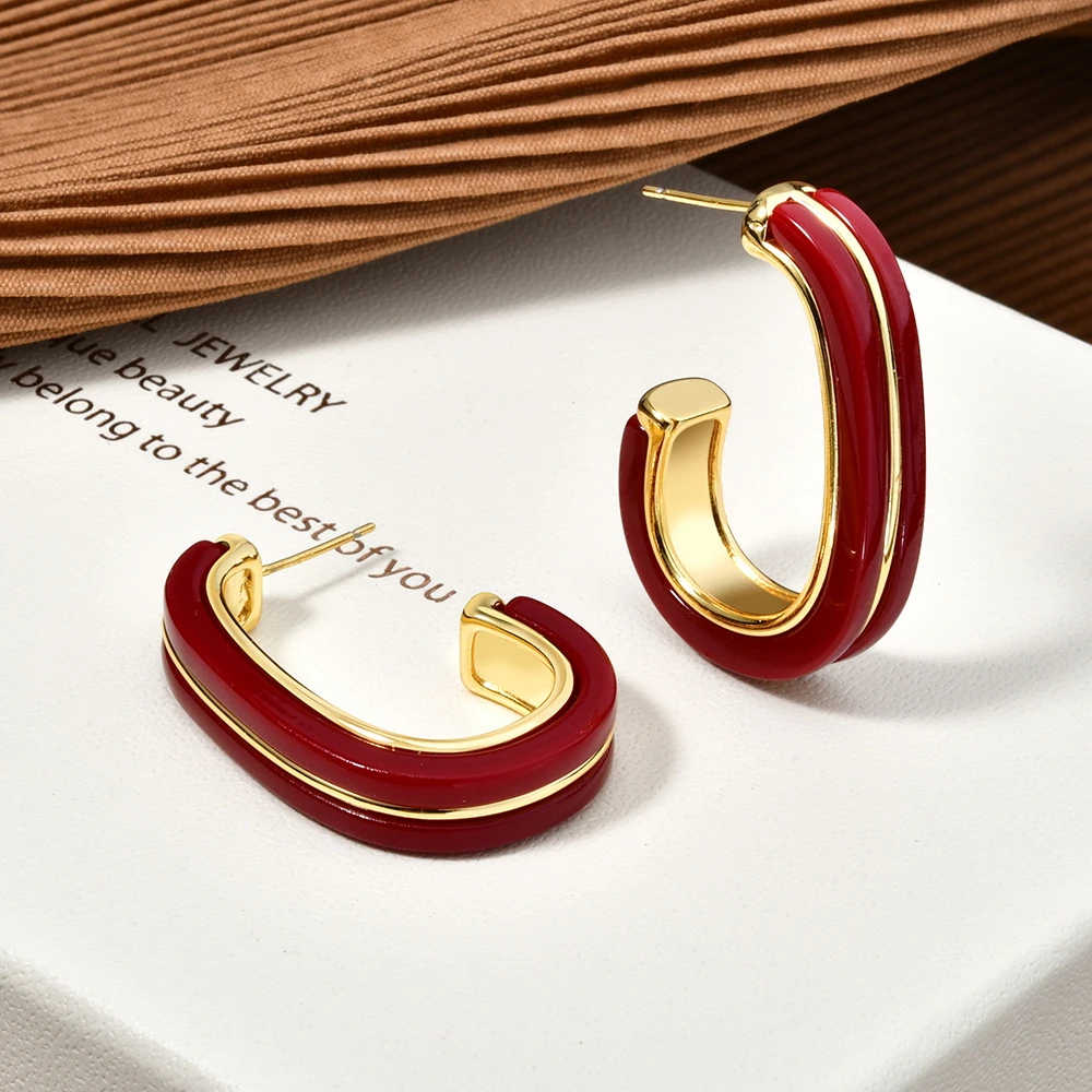 铜合金耳饰 鼎溢简约几何形豹纹耳钉小众气质耳环时尚yh轻奢