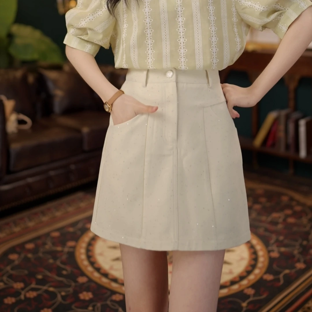 琦琦【柏林事记】温柔风短裙女夏季高腰A字显瘦裙裤YF1103074