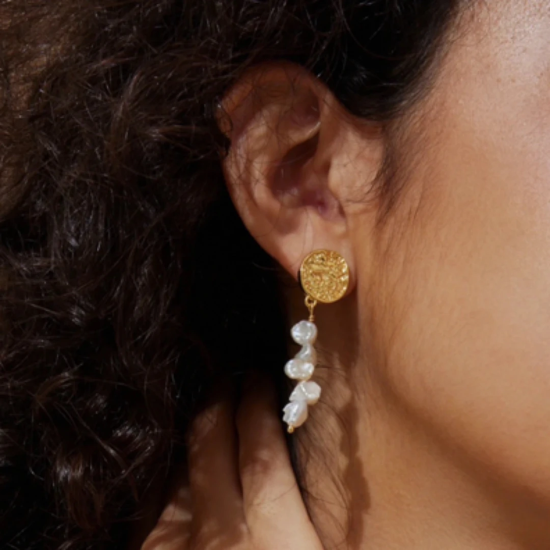 铜合金仿珍珠耳饰 波西米亚风格耳钉气质高雅