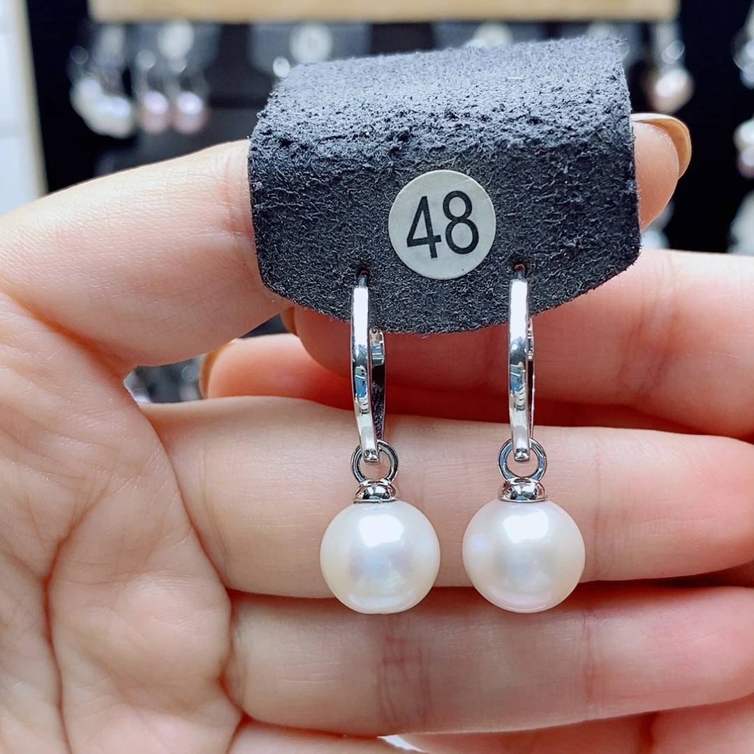 银S925镶嵌淡水珍珠耳饰