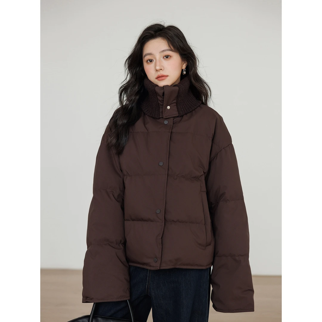 DUCURNO设计感针织领羽绒服女冬季2026新款时尚气质加厚保暖外套