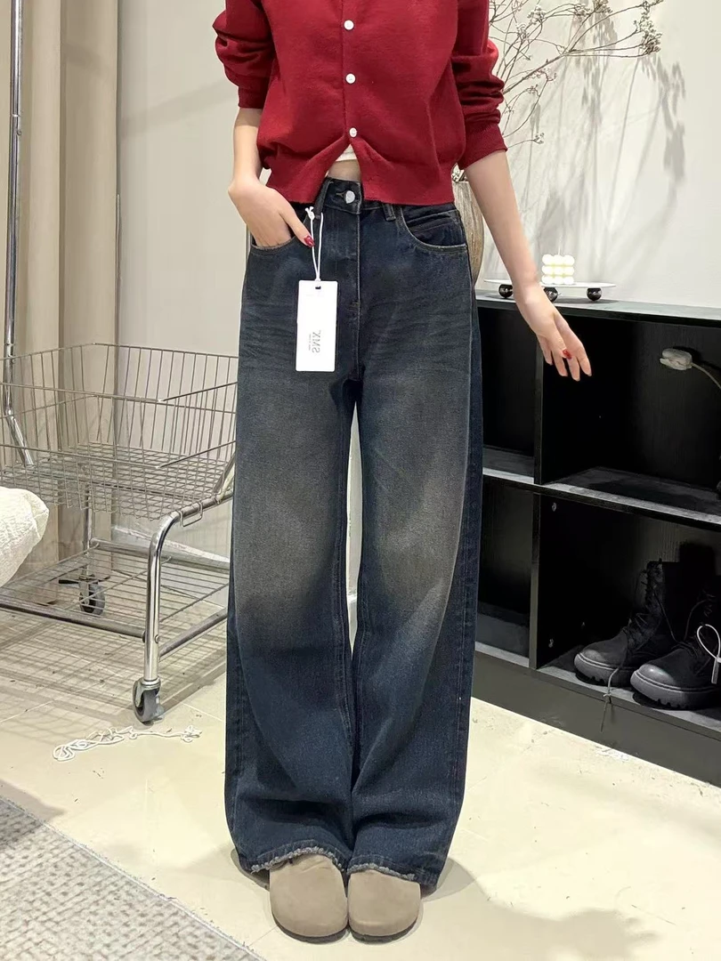 【98093】无弹直筒阔腿裤 慵懒休闲藏肉遮胯