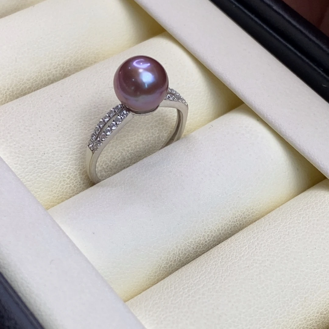展***木银S925镶嵌淡水珍珠戒指