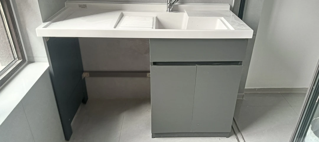 全铝阳台洗衣机柜柜子洗衣柜一米一体盆1.4*60定制款高低盆可选