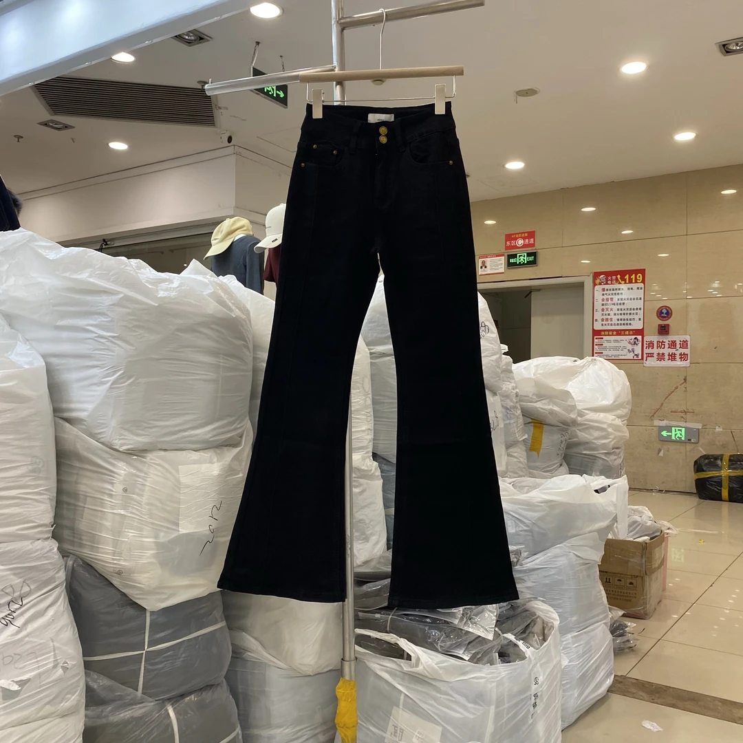 小妖精大码女装牛仔喇叭裤高弹显瘦百搭牛仔裤