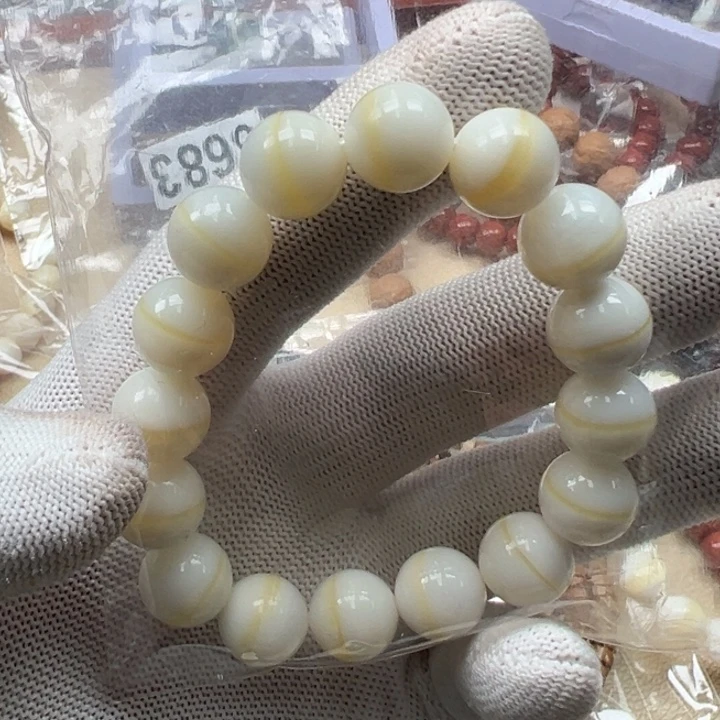 白玉菩提手串孟***然白色5213号