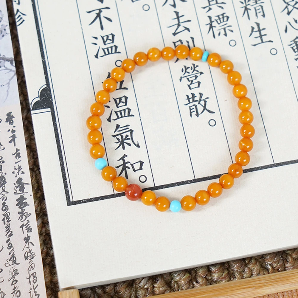 天然俄罗斯蜜蜡单圈轻奢时尚手串QF-A293（多样性发一）