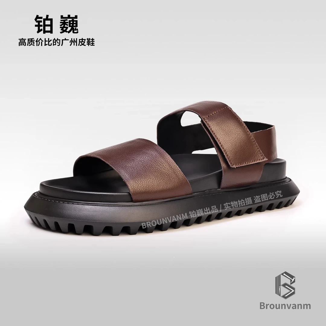 Brounvanm运动凉鞋男士夏季新款外穿防滑防臭真皮轻便沙滩鞋735