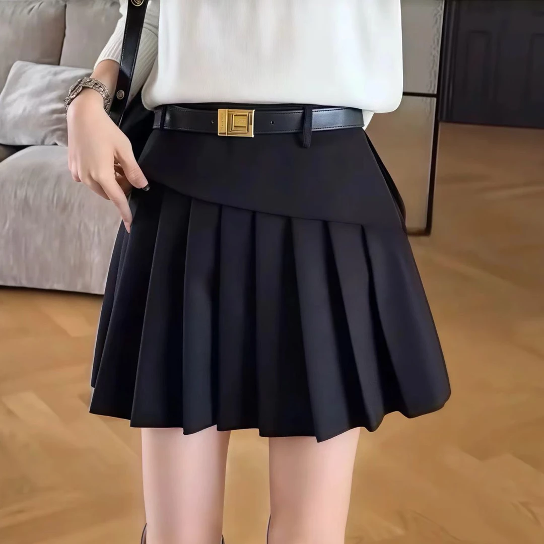 高腰显瘦A字百褶裙秋冬新款百搭洋气防走光半身裙