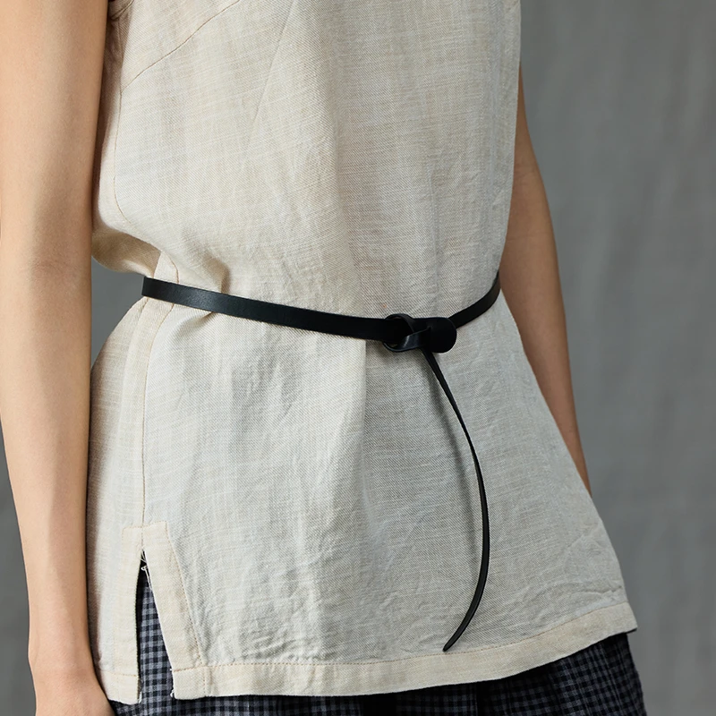 Q.TU羊皮高端百搭黑色腰带Y035简约大气松弛好看2025夏季新款皮带