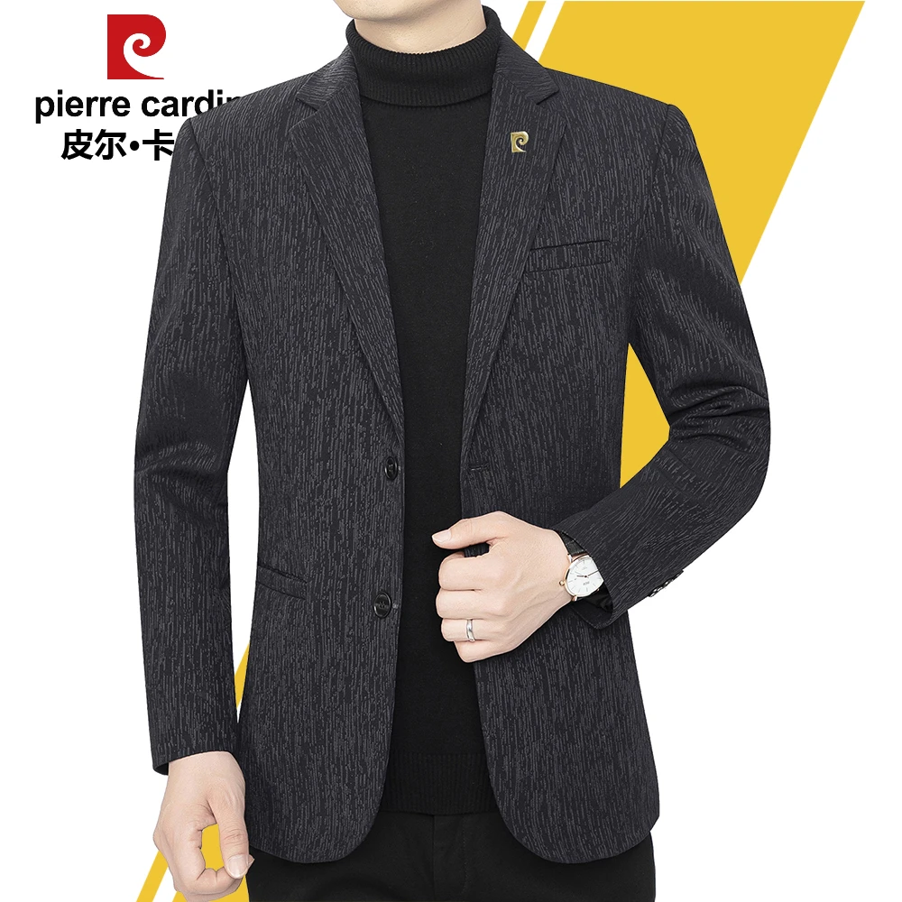 皮尔卡丹【高档纹理】休闲西装男外套春季2025新款修身商务休闲西服