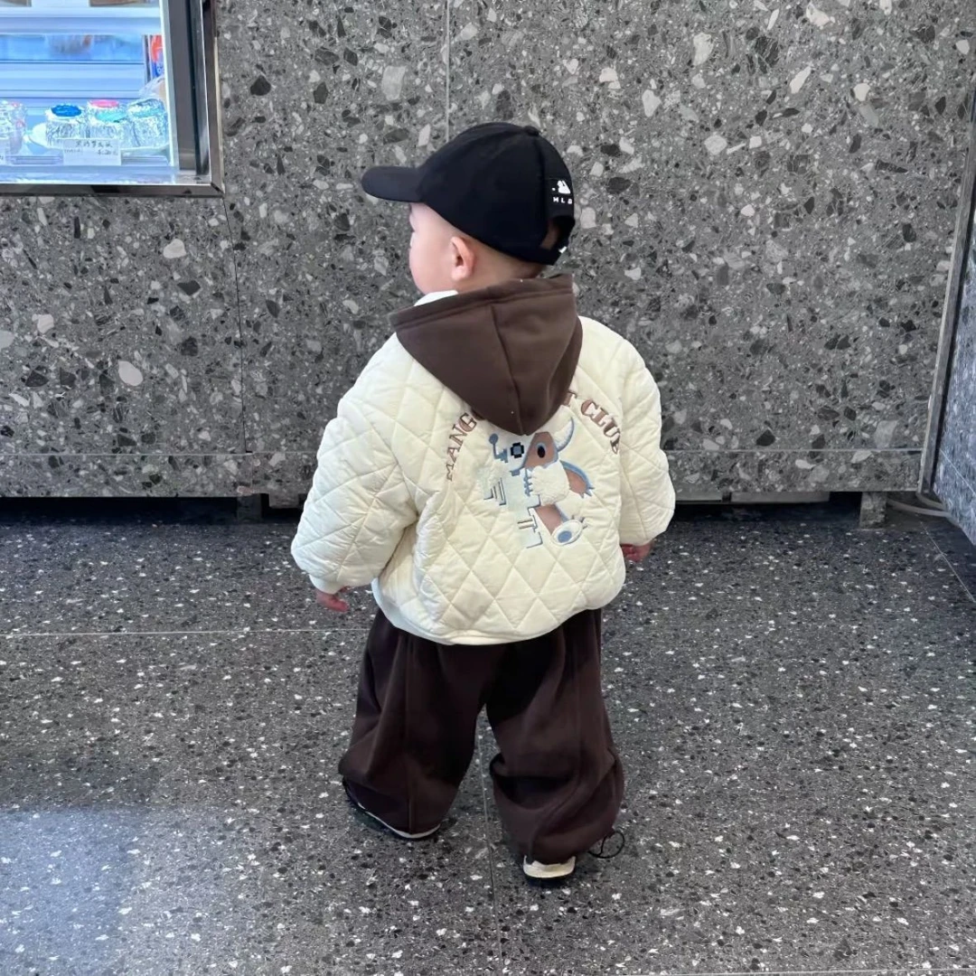 男童外套棉服秋冬装2025新款儿童宝宝时髦棒球服加绒卫衣冬季