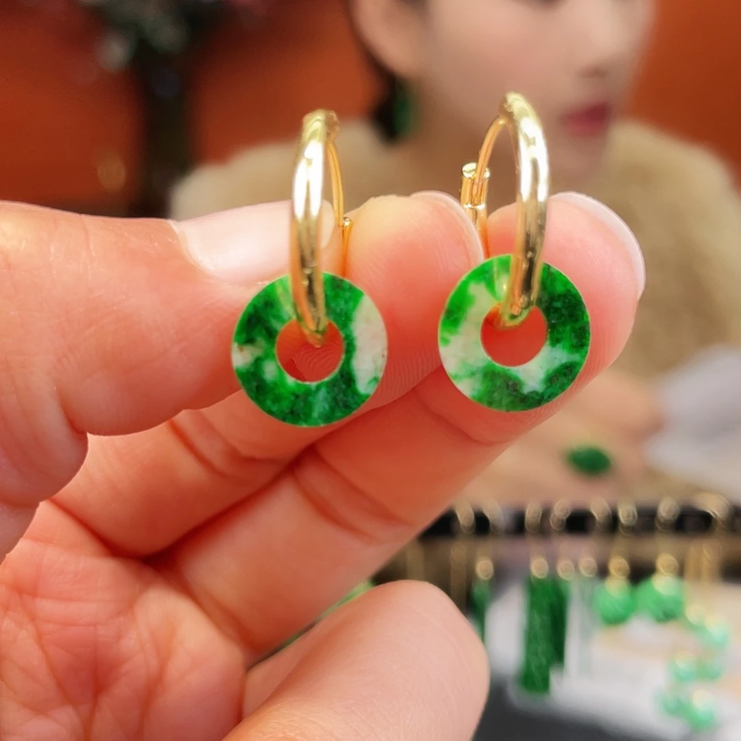 翡翠未镶嵌耳饰饰品