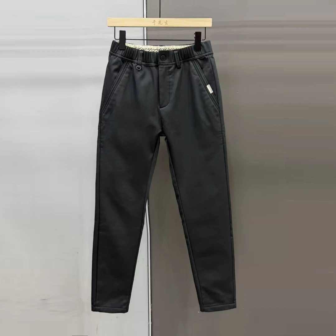 冬季新款加绒休闲西裤简约松紧腰百搭小脚裤（8910）