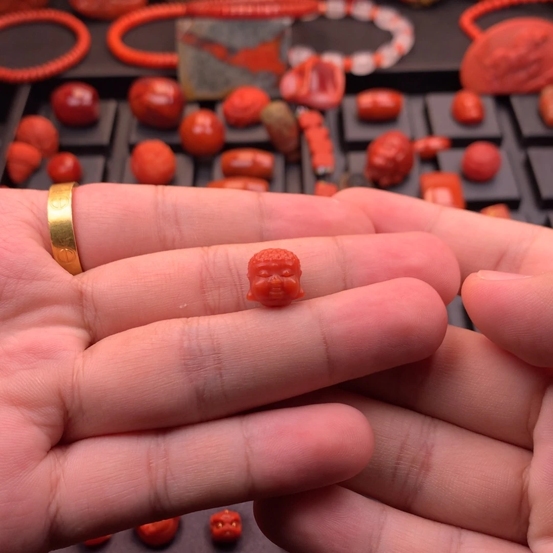 南红玛瑙未镶嵌精工雕刻满色满肉宝宝佛头配珠11.2mm