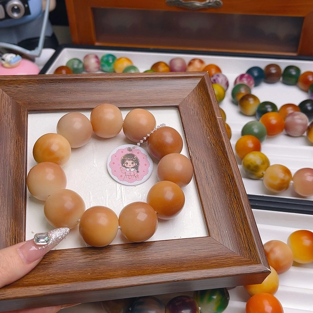 菩提根/象牙果手串卡22.5干磨苹果微微瑕