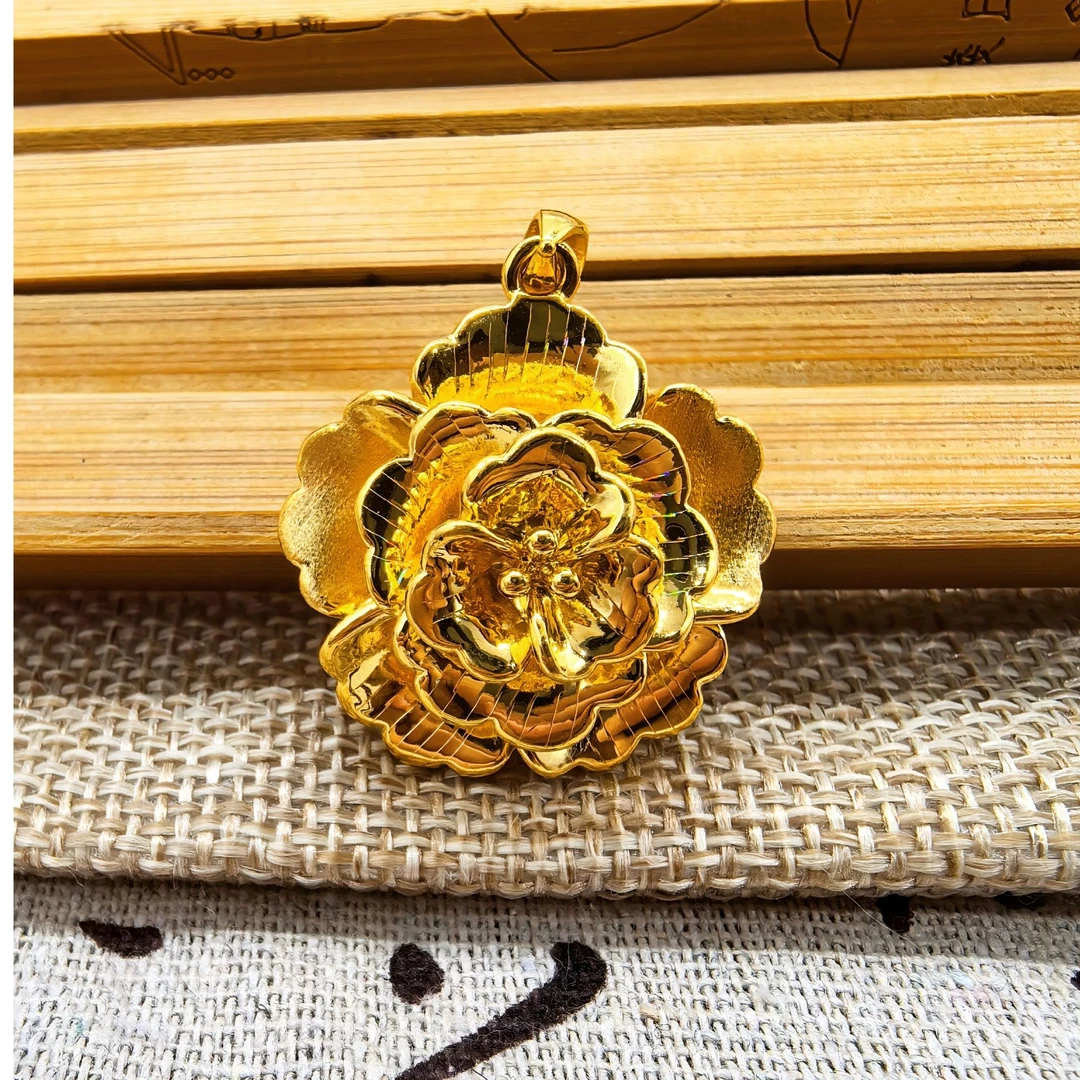 足金紫荆花吊坠轻奢时尚女士百搭精美